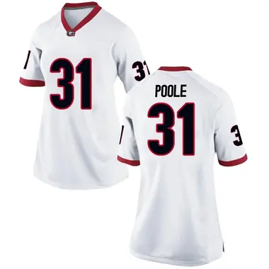 White Replica Women's William Poole Georgia Bulldogs Football College Jersey